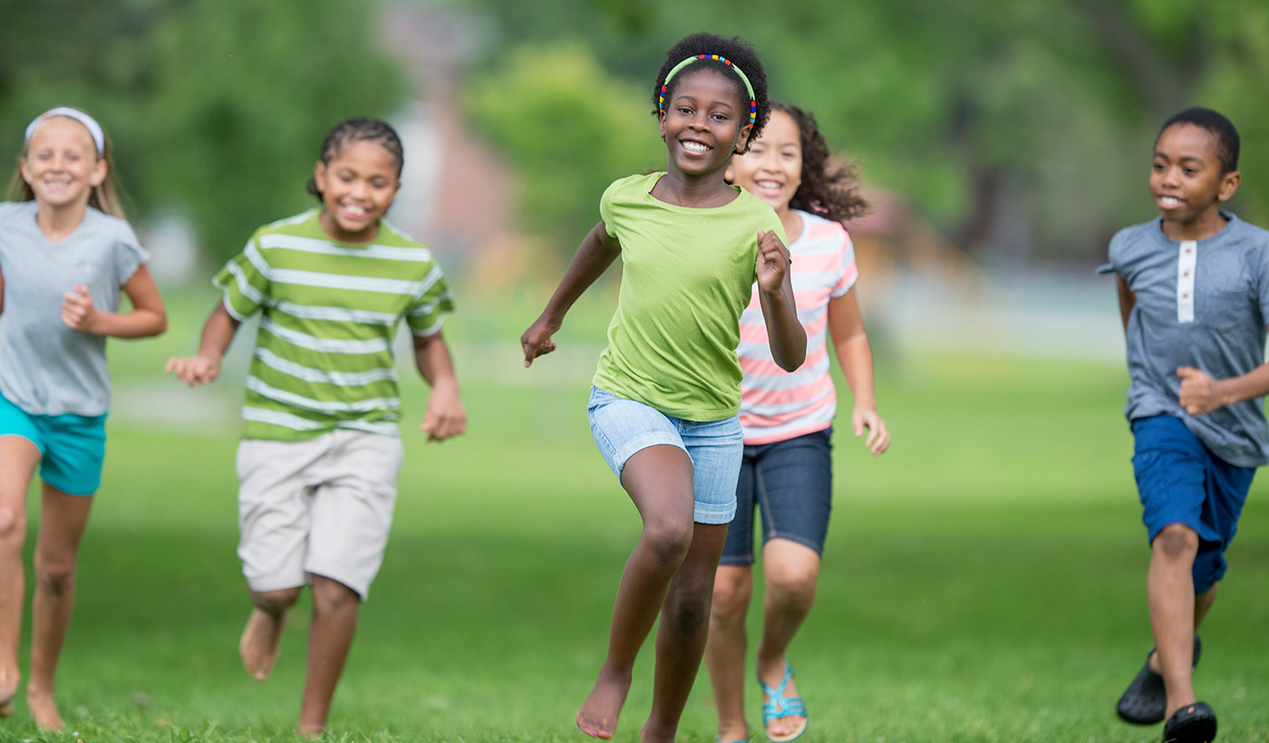 children running outside