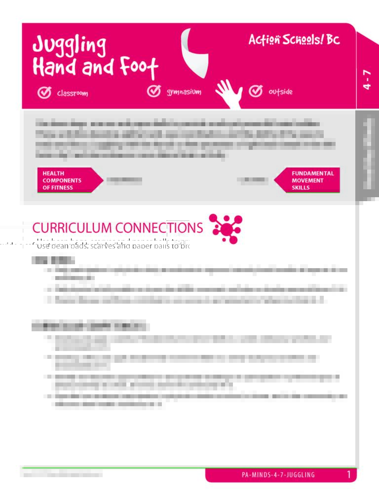 Action Schools! BC Juggling Hand & Foot Activity (Grades 4-7)