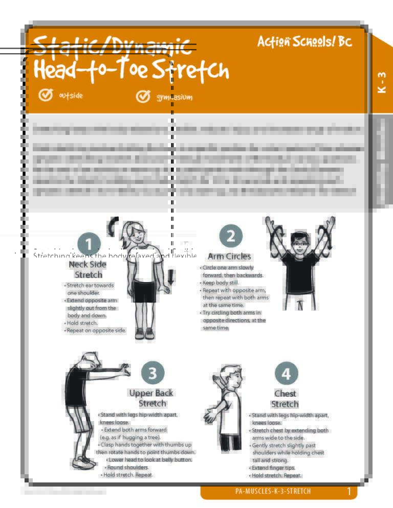 Action Schools! BC Static/Dynamic Head-to-Toe Stretch (Grades K-3)